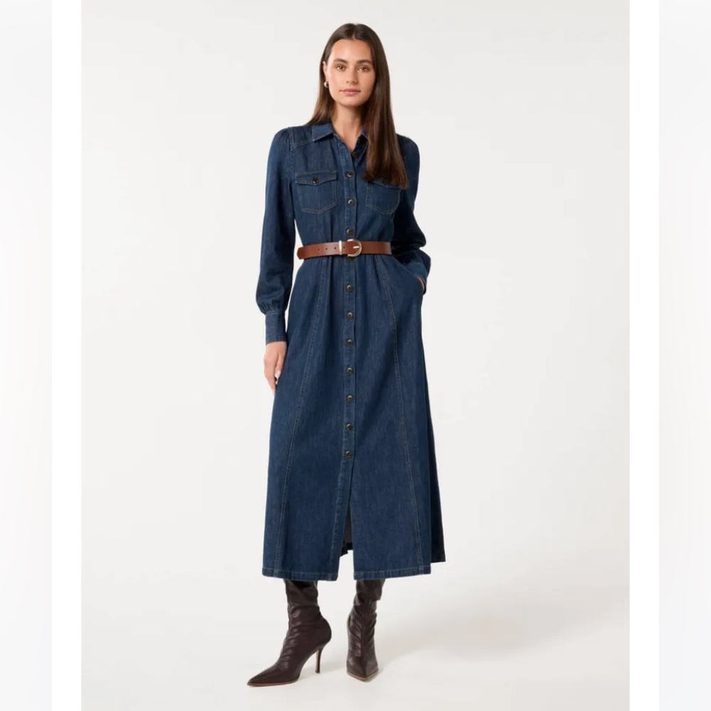 Ever New Elizabeth long denim dress, belt included